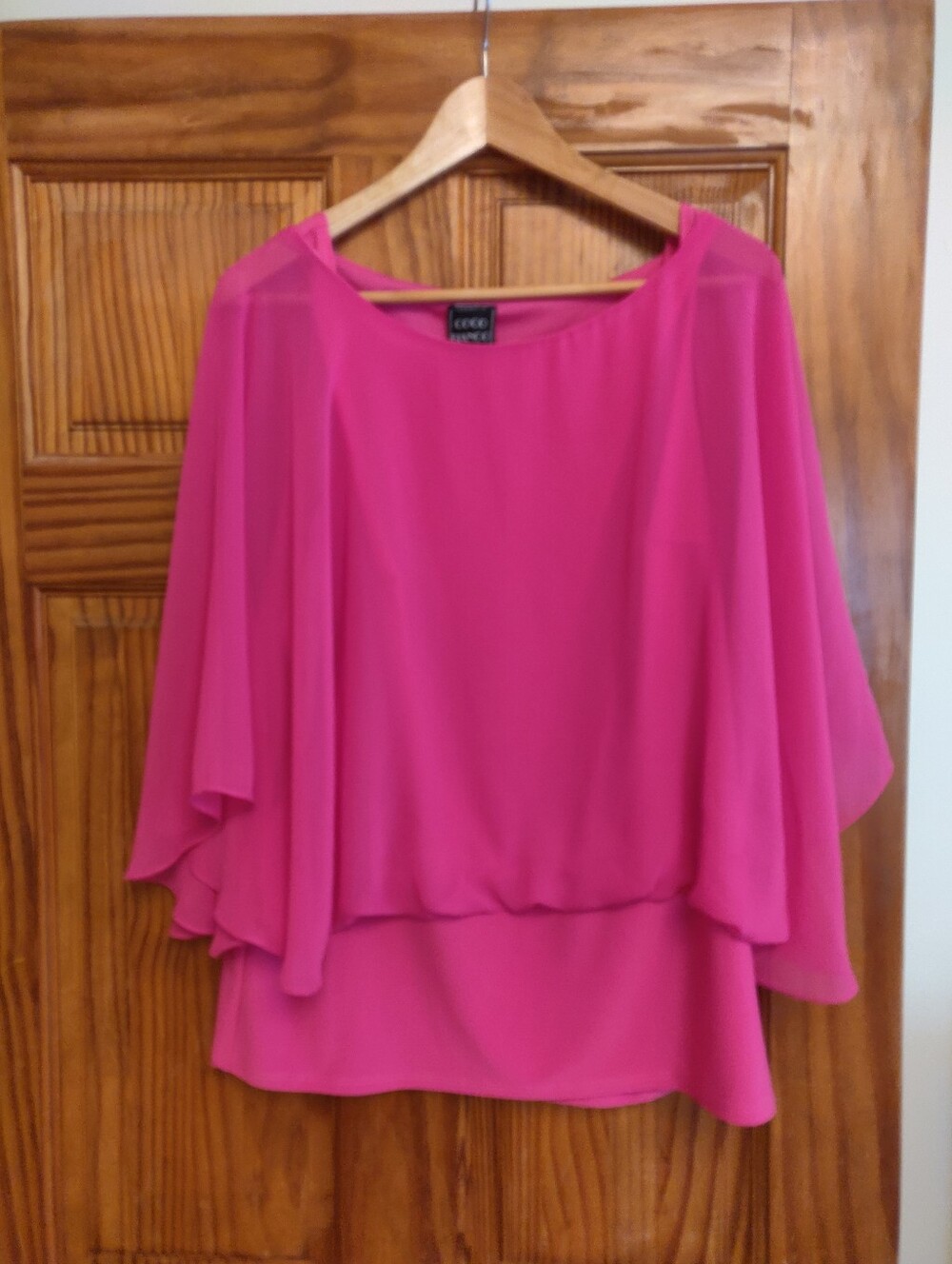 Coco Bianco Hot Pink Layered Flutter Sleeve Blouse